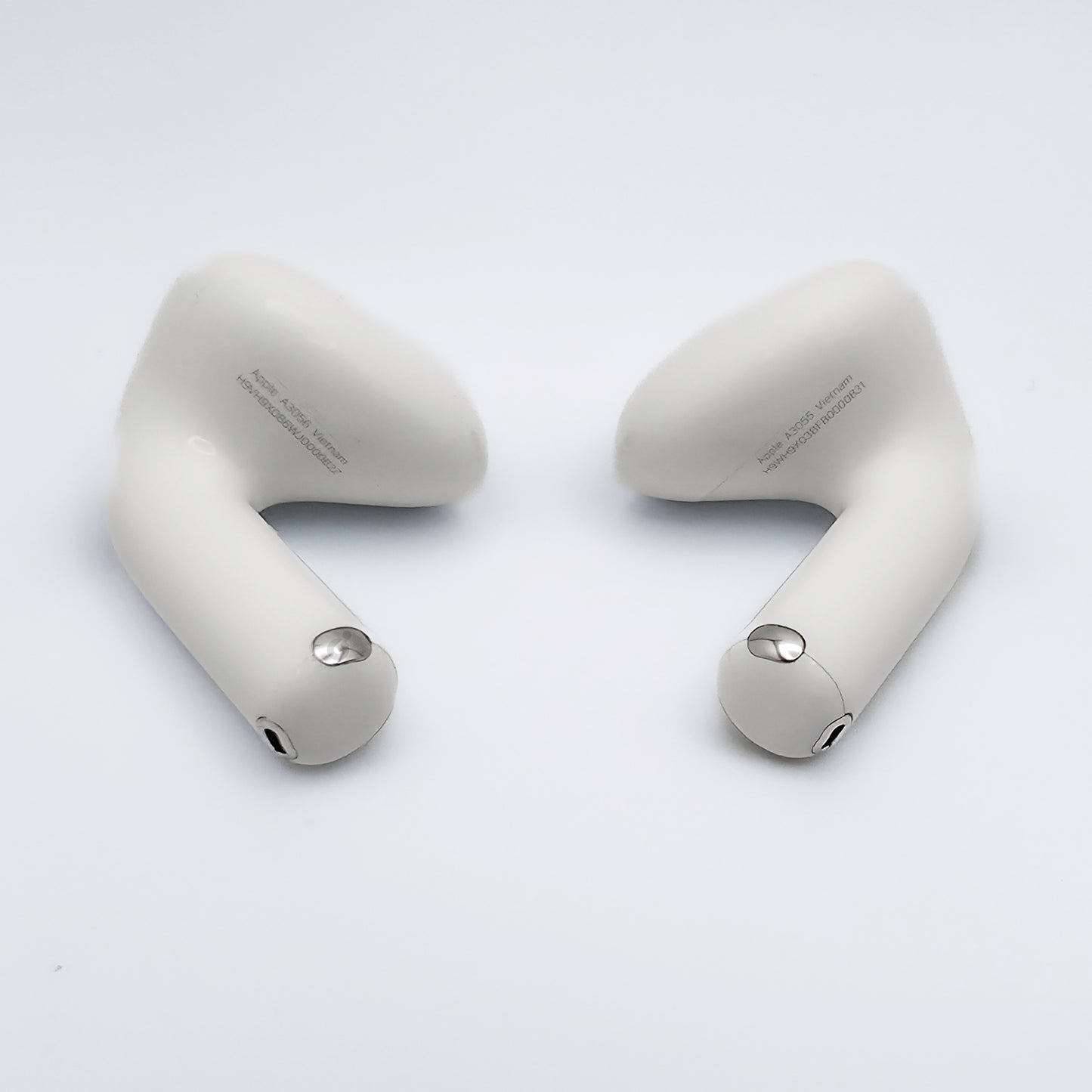 Apple AirPods 4 with ANC photo of the model numbers on the bottom of the AirPods