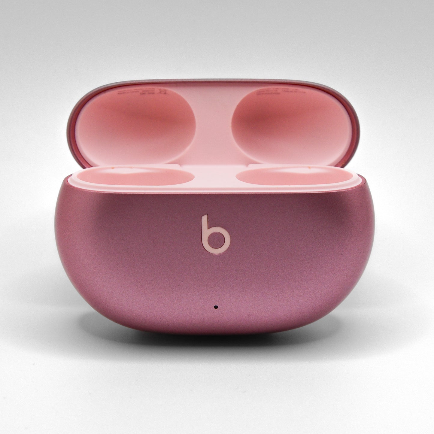 Beats Studio Buds+ Case in Cosmic Pink with the Lid Open