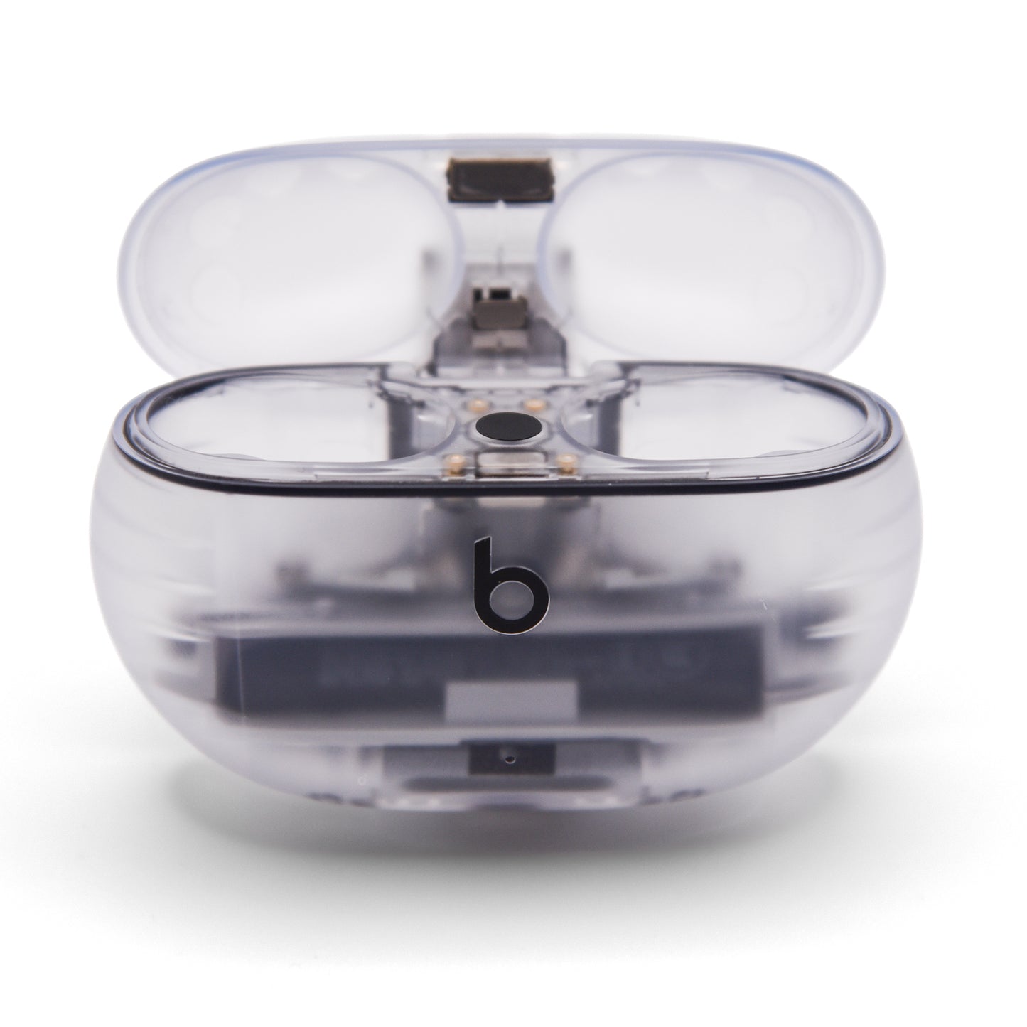 Beats Studio Buds+ Case in Transparent Color with the Lid Open