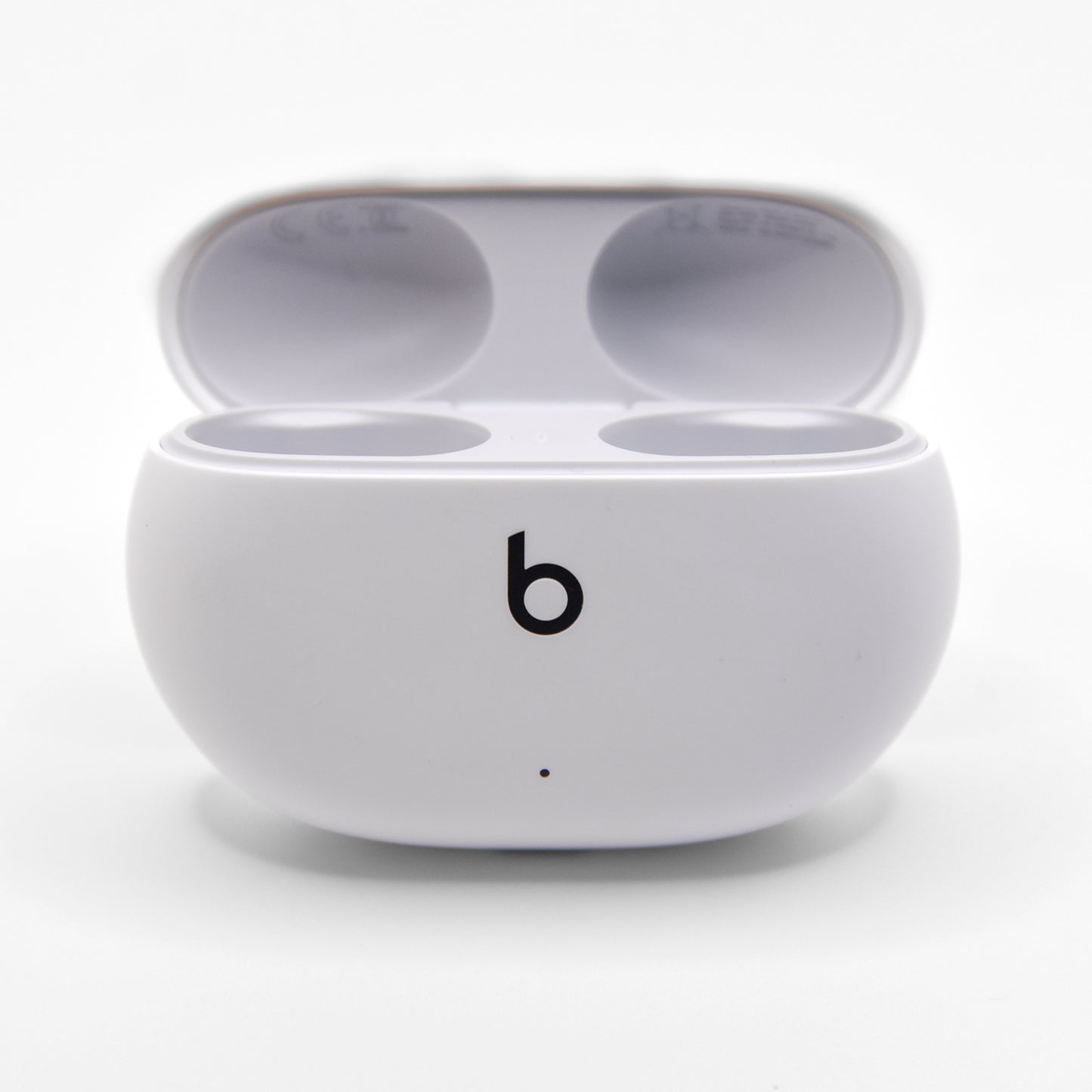 Beats Studio Buds Case in White with the Lid Open