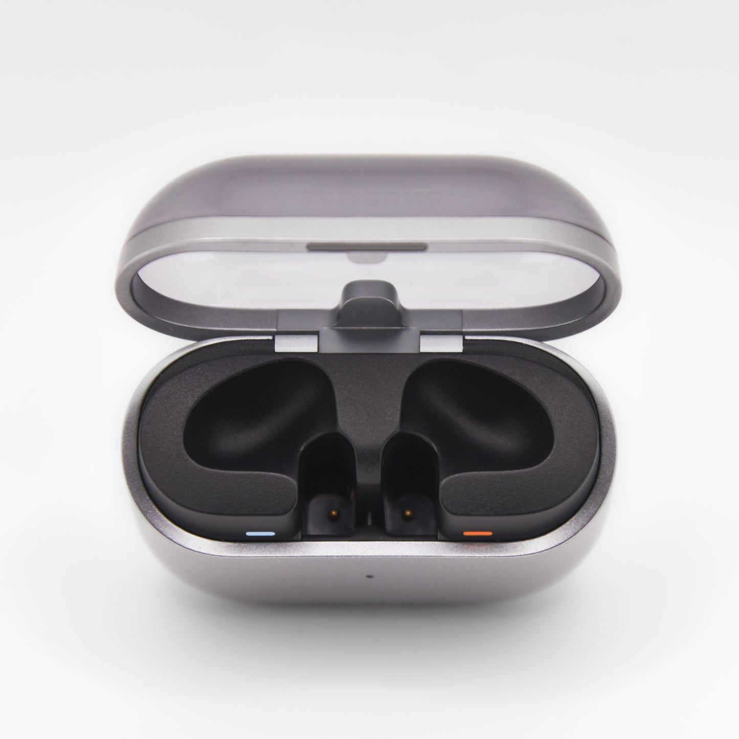 Samsung Galaxy Buds3 Charging Case Replacement in Silver Top of Case