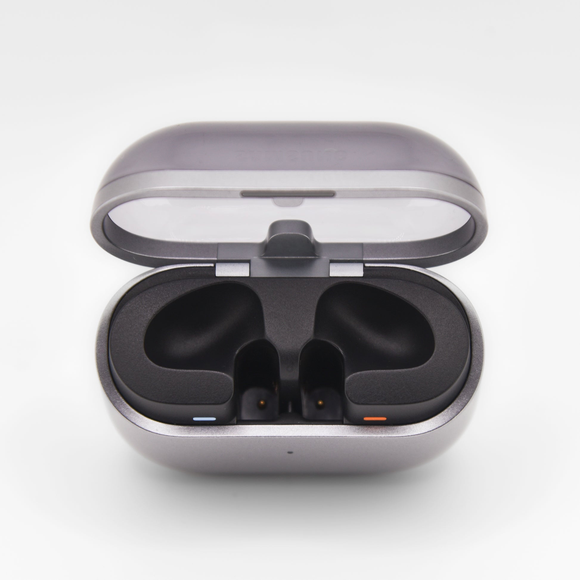 Samsung Galaxy Buds3 Charging Case Replacement in Silver Top of Case