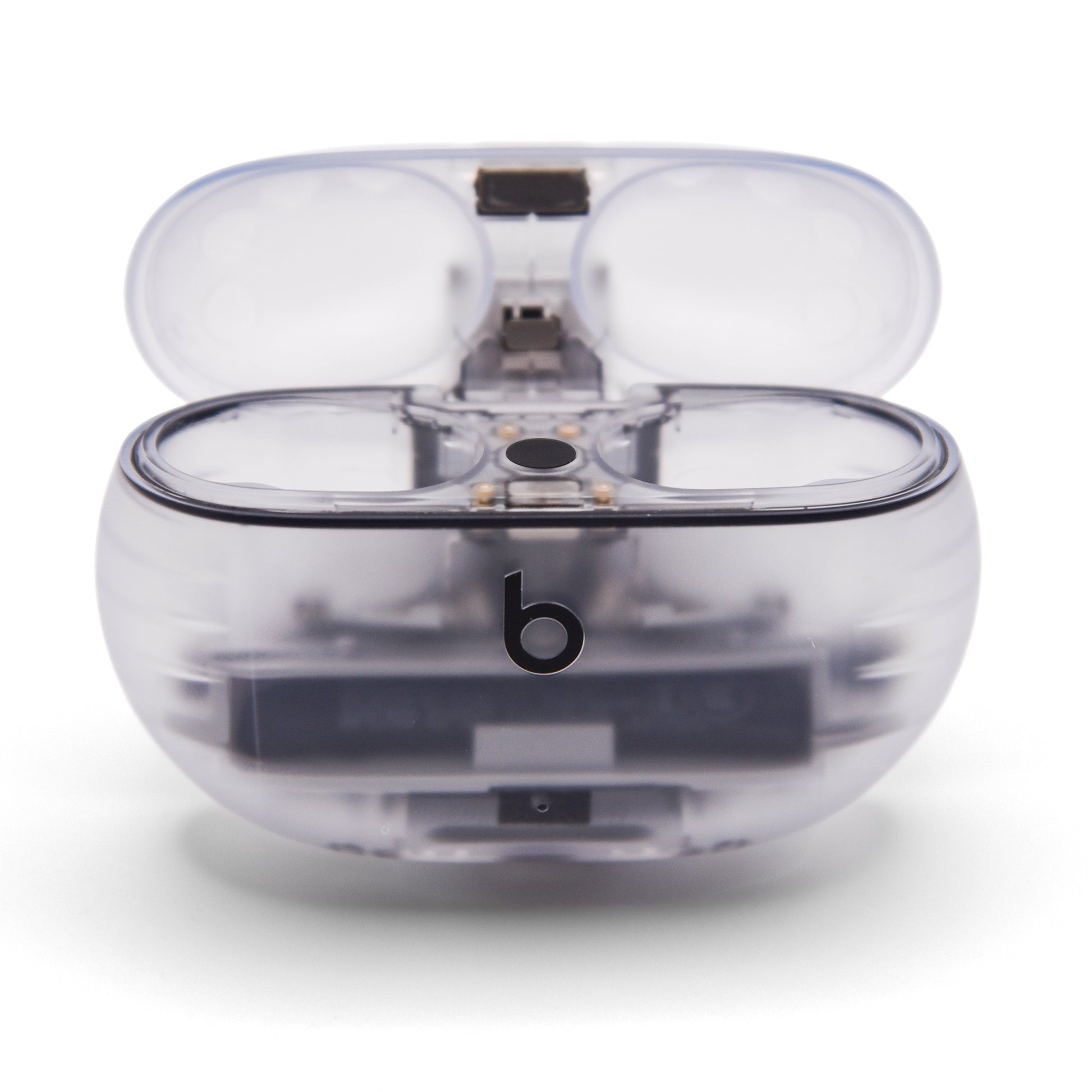 Beats Studio Buds+ Case in Transparent Color with the Lid Open