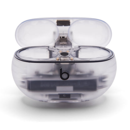 Beats Studio Buds+ Case in Transparent Color with the Lid Open