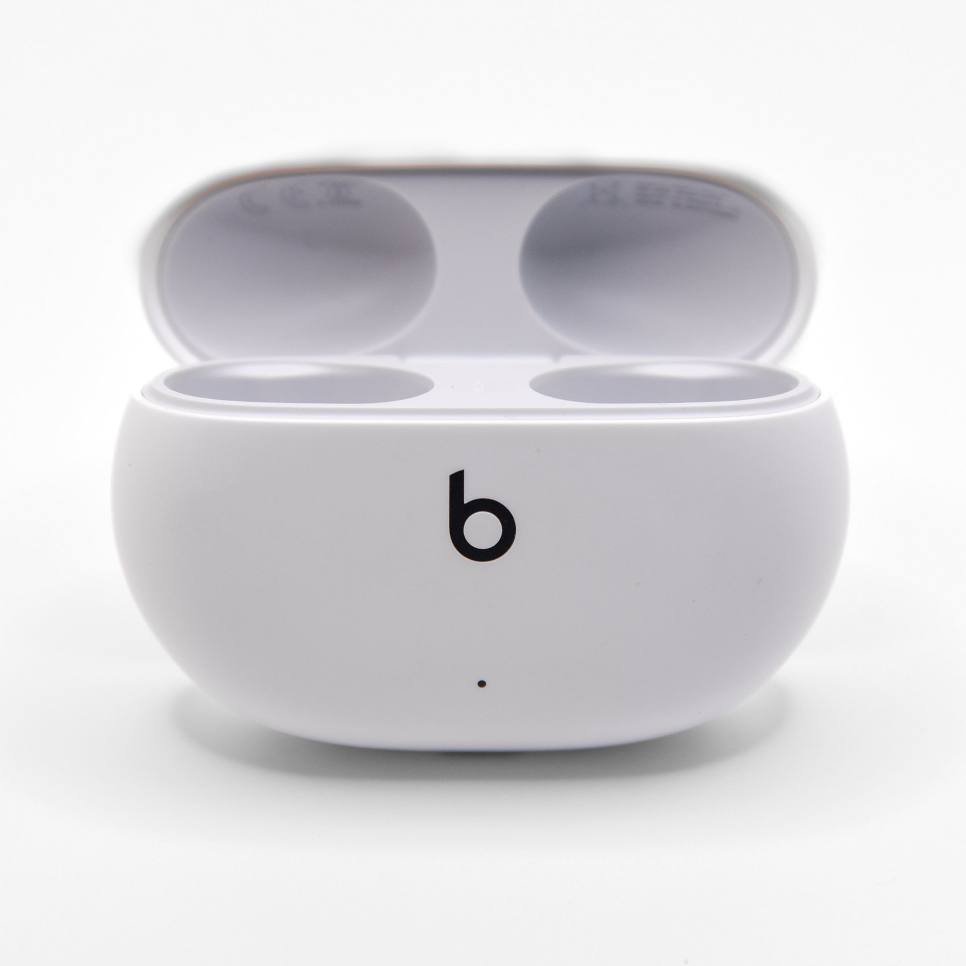 Beats Studio Buds Case in White with the Lid Open